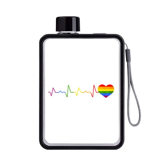 Colorful LGBTQ Flag Heart Lesbian Gay Pride Flat Water Bottles