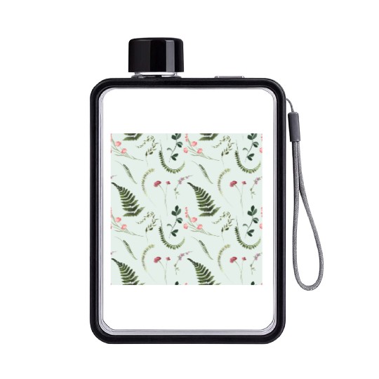 Watercolor Wildflowers Botanical Pattern Flat Water Bottles