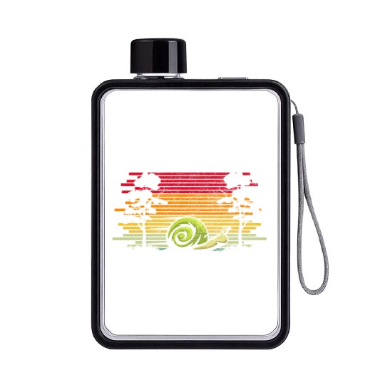 Retro Snail Nature Biology Snail Lover Flat Water Bottles