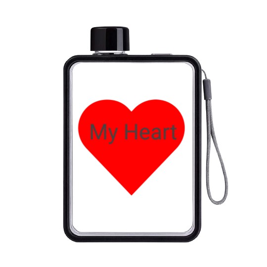 My heart Flat Water Bottles