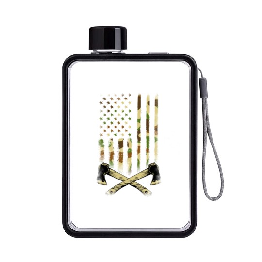 American Camouflage Throwing Axes - US Flag Axe Flat Water Bottles