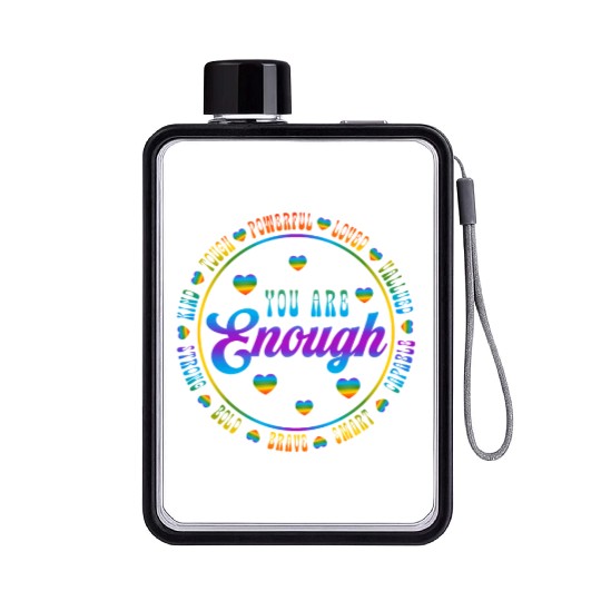 You Are Enough LGBTQ Inspirational Flat Water Bottles