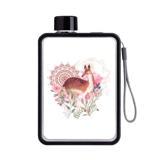 Sweet Deer In Wild Spring Flat Water Bottles