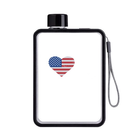 Patriotic American Flag I Heart Freedom, I Love Flat Water Bottles