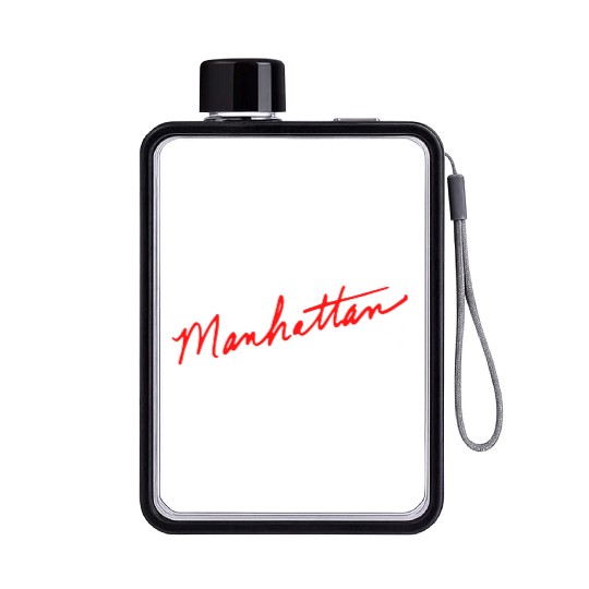 Manhattan handwritten red New York City Flat Water Bottles