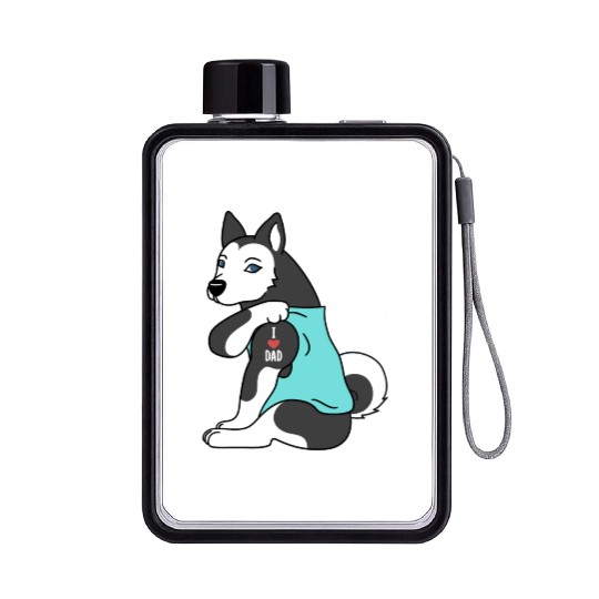 I Love Dad Husky Flat Water Bottles