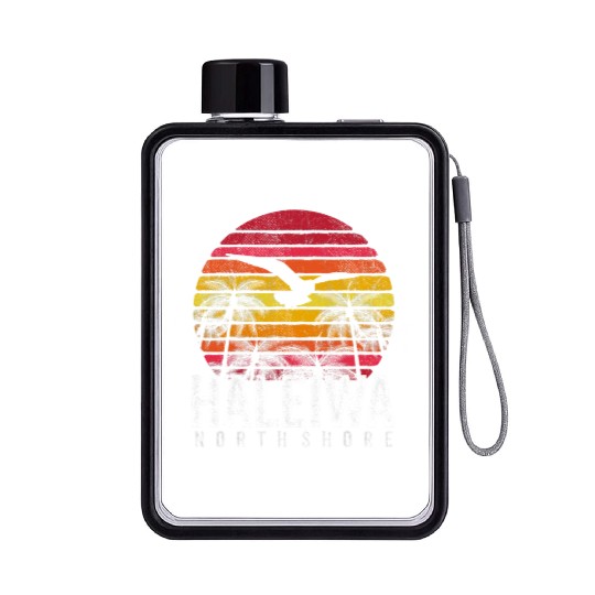 Haleiwa Hawaii HI North Shore Sunset Surf Surfing Flat Water Bottles