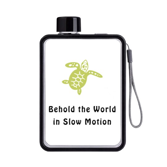 Green Sea Turtle Behold the World in Slow Motion Flat Water Bottles