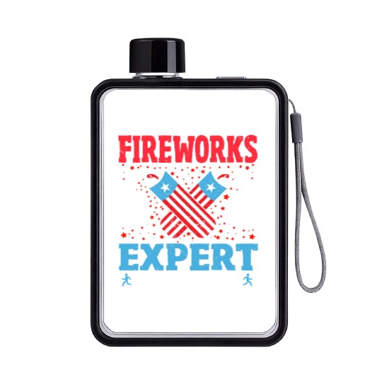 Fireworks Expert I Run You Run Funny 4th Of July Flat Water Bottles
