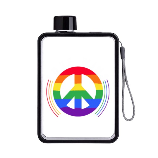 LGBTQ Peace Symbol Love Lesbian Gay Pride Flat Water Bottles