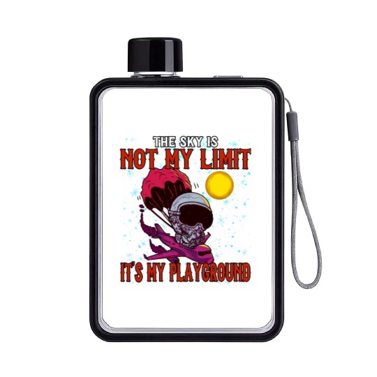 The Sky Is My Playground Skydive Funny Cute Flat Water Bottles