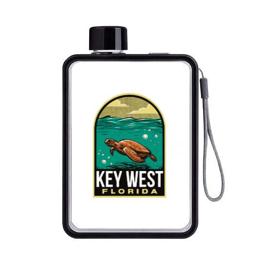 Key West Vintage Sea Turtle Flat Water Bottles