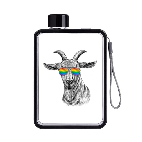 Funny Goat LGBT Rainbow Flag Gay Pride Flat Water Bottles