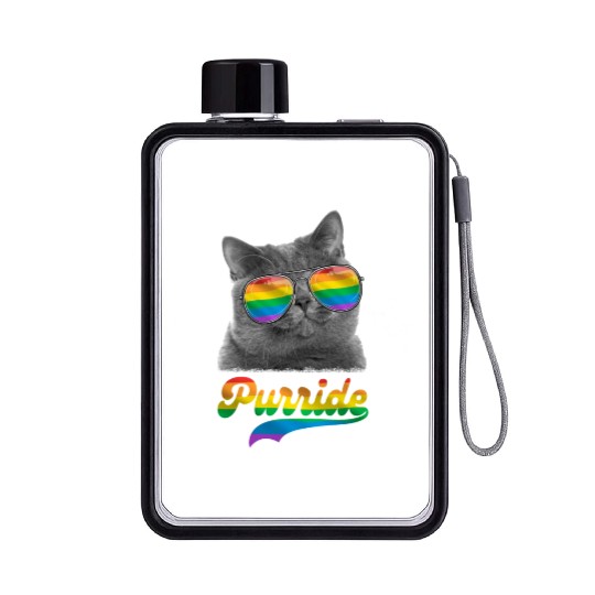 Cute Cat LGBT Rainbow Flag Kitten Gay Pride Flat Water Bottles