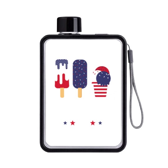 Ice Cream Patriotic Popsicles US Flag Merica Flat Water Bottles