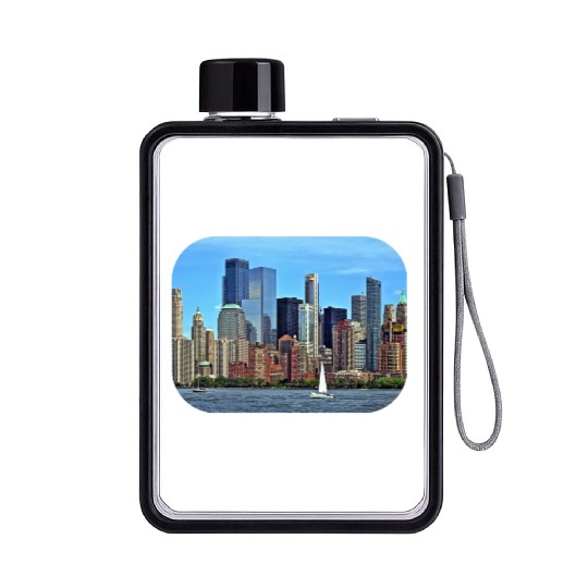 Manhattan NY – Sailboat By Manhattan Skyline Flat Water Bottles