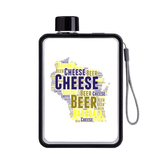 Cheese, Beer, and Baseball Wisconsin Flat Water Bottles