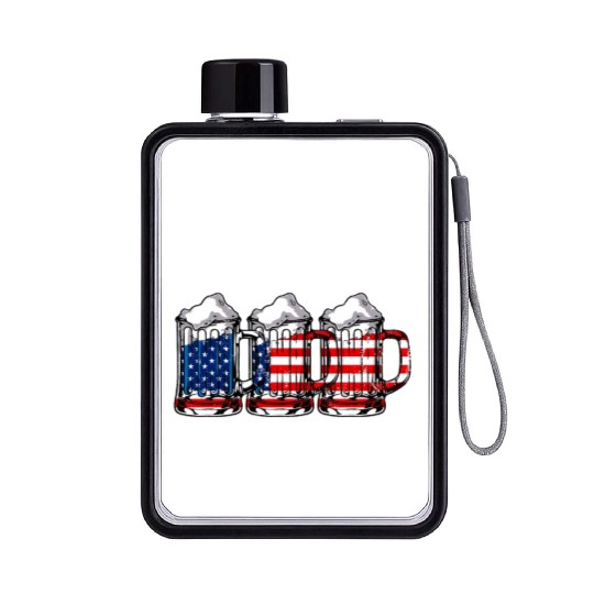 Beer USA Flag Merica Flat Water Bottles