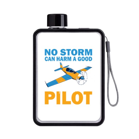 Pilot no storm can harm airplane aviation aircraft Flat Water Bottles