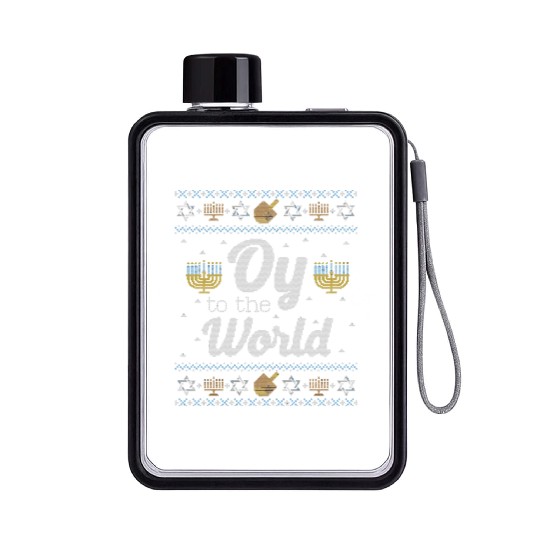 Funny Hanukkah Oy To The World Flat Water Bottles