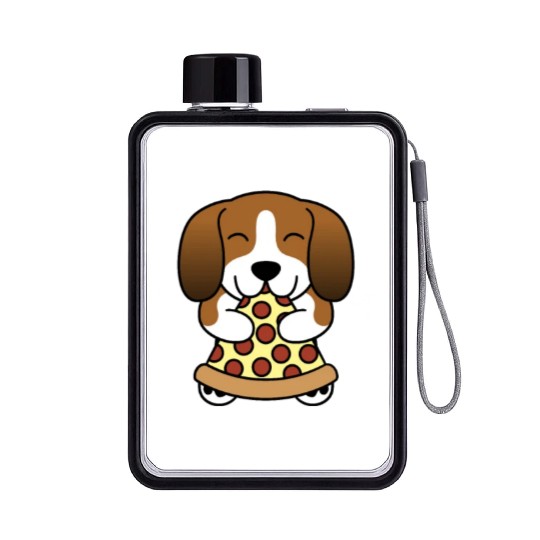 Basset Hound Pizza Lover Flat Water Bottles
