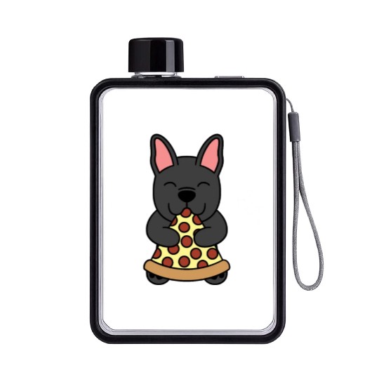 French Bulldog Pizza Lover Flat Water Bottles