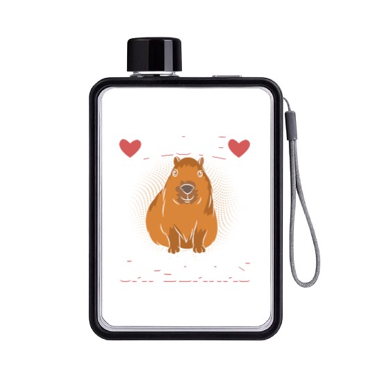 I Love Capybaras - Funny Capybara Cavies Rodent Flat Water Bottles