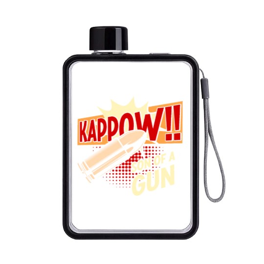 Kappow Bullets Gun Explosion Big bang Aesthetic Flat Water Bottles
