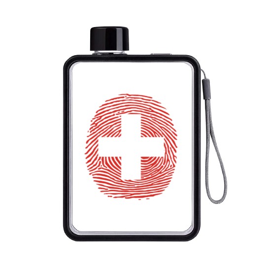 Switzerland flag fingerprint Flat Water Bottles