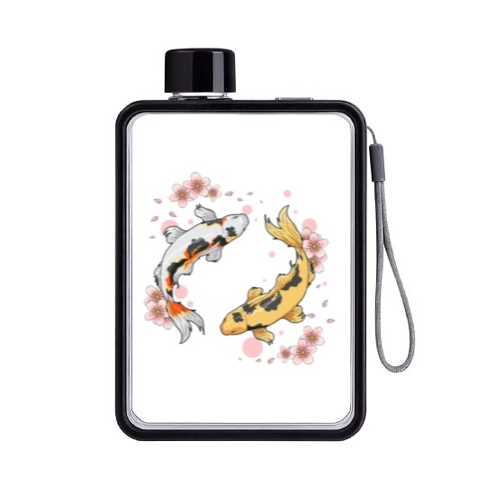 Japanese Koi Fish Carp Pond Japan Tattoo For Koi Flat Water Bottles