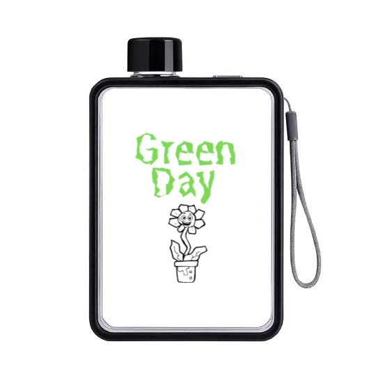 Green Flower Funny Aesthetic Plant Vintage Flat Water Bottles