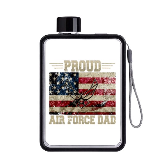 Proud Air Force Dad Veteran Us Flag Flat Water Bottles