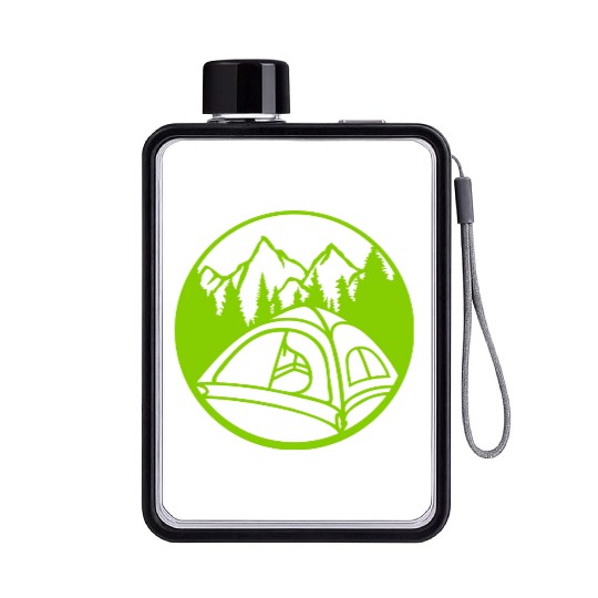 circle mountains camping forest Flat Water Bottles