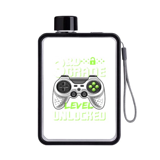3rd Grade Level Unlocked Video Game Back to School Flat Water Bottles
