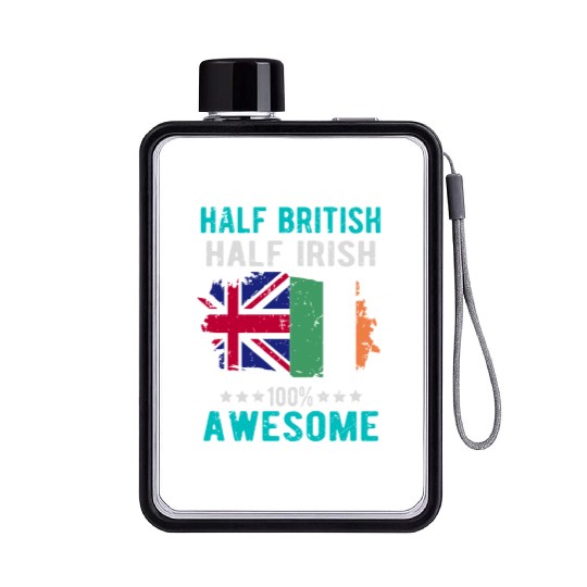 Half British Half Irish Flat Water Bottles