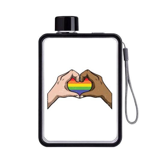 LGBT Rainbow Heart Gay Pride Lesbian Equality Gift Flat Water Bottles