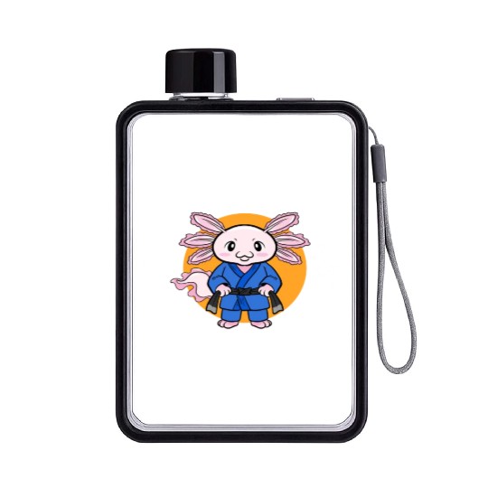 Jiu Jitsu A Lotl Axolotl Jiu Jitsu Fighter Flat Water Bottles