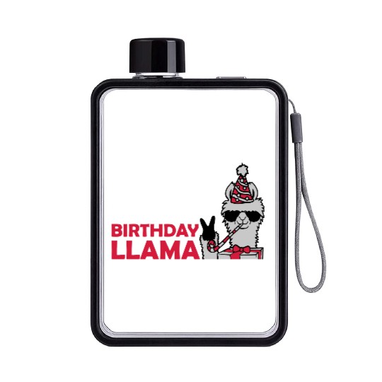 Birthday Llama No Drama Flat Water Bottles