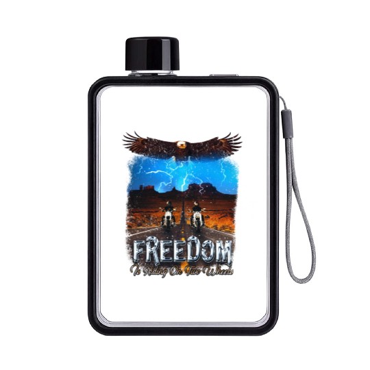Motorcycle Freedom Vintage Classic Biker Flat Water Bottles