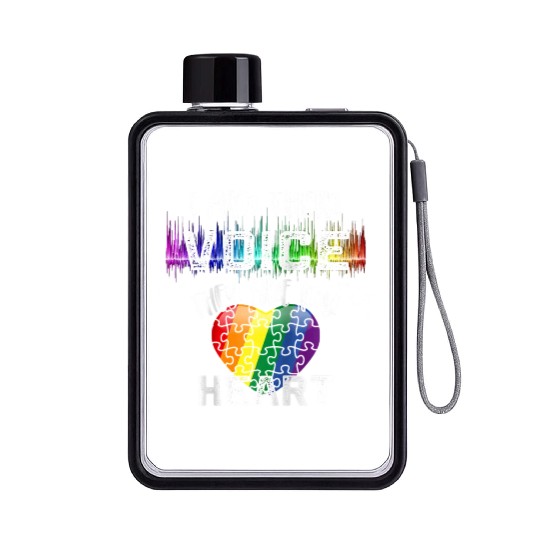 Autism Teacher I Am Their Voice They Are My Heart Flat Water Bottles