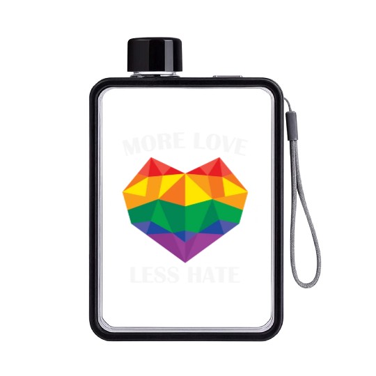 LBGT Flag Gay Pride Human more love less hate Flat Water Bottles