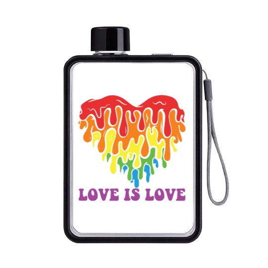 LBGT Flag Gay Pride Human Love is Love Flat Water Bottles