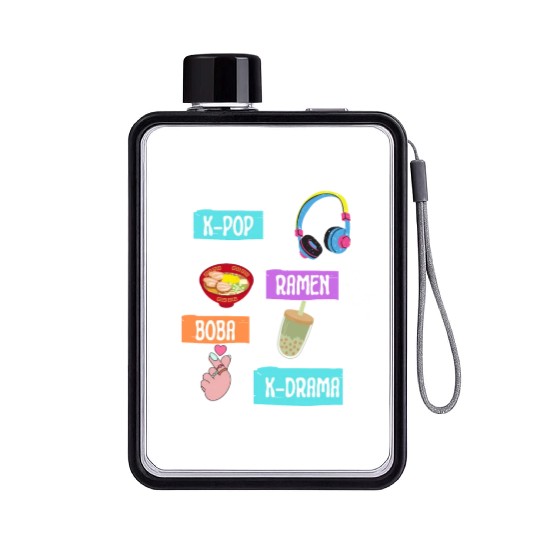 K-Pop Fashion for Fans of korean K-Drama & K-Pop Flat Water Bottles