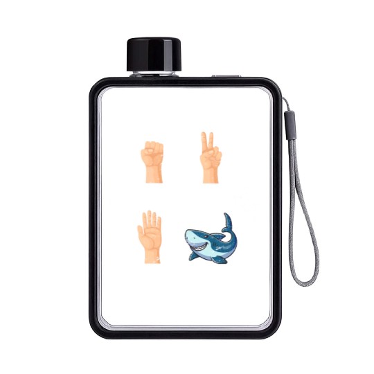 Rock Paper Scissors Nothing Beats Sharks Funny Sha Flat Water Bottles