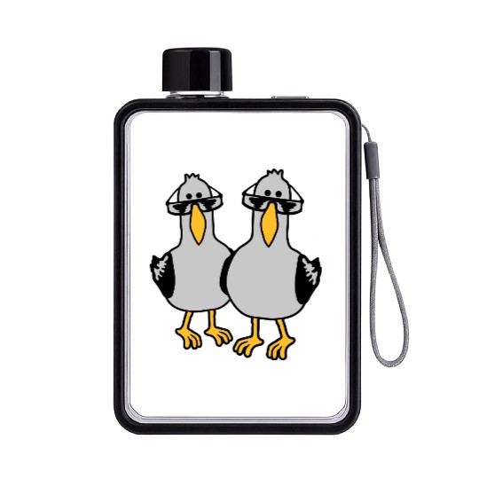 2 seagull friends team Flat Water Bottles