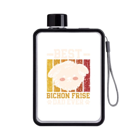 Best Bichon Frise Dad Ever Curly Hair Pup Puppy Flat Water Bottles