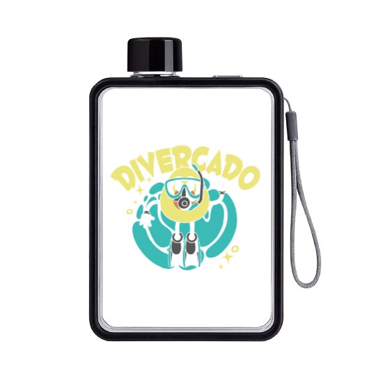 Scuba Diving Diver Flat Water Bottles