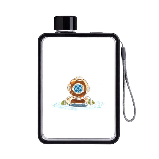 Scuba Diving Diver Flat Water Bottles