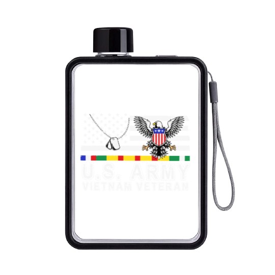 Vietnam Veteran Eagle US Flag Dog Tag Vintage Flat Water Bottles