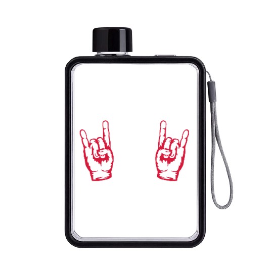 Heavy metal logo hand Flat Water Bottles